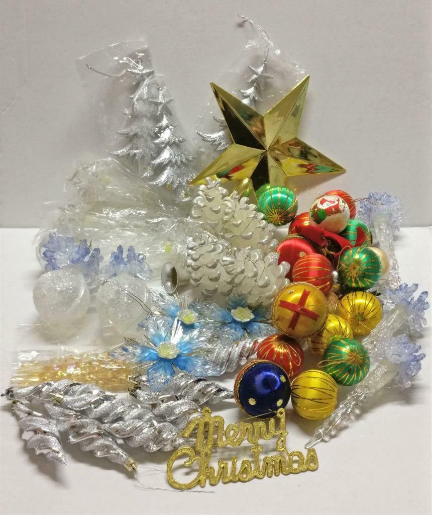 Vintage Christmas X'mas Tree Ornaments Icicles Star Bundle Lot x01 F/S (A2245)
