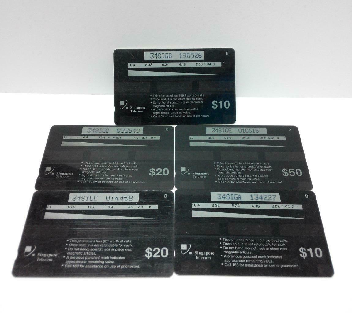Used Vintage Singapore Phone Cards x5 Beautiful Overseas Scenery Building (A417)