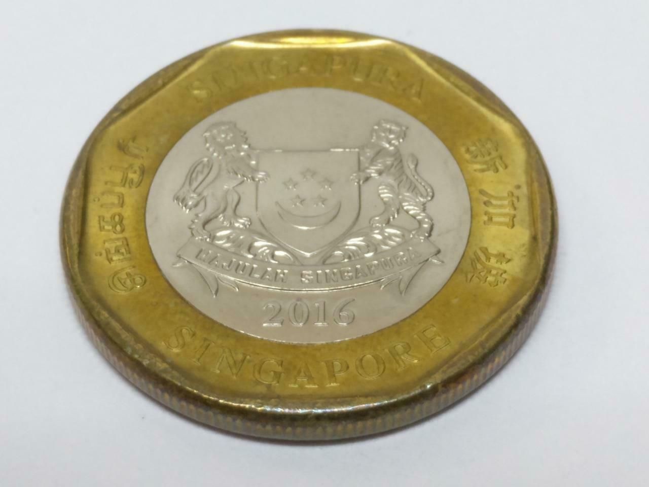 Vintage Singapore One Dollar $1 Coins Bimetal Coins x10 (A1856)