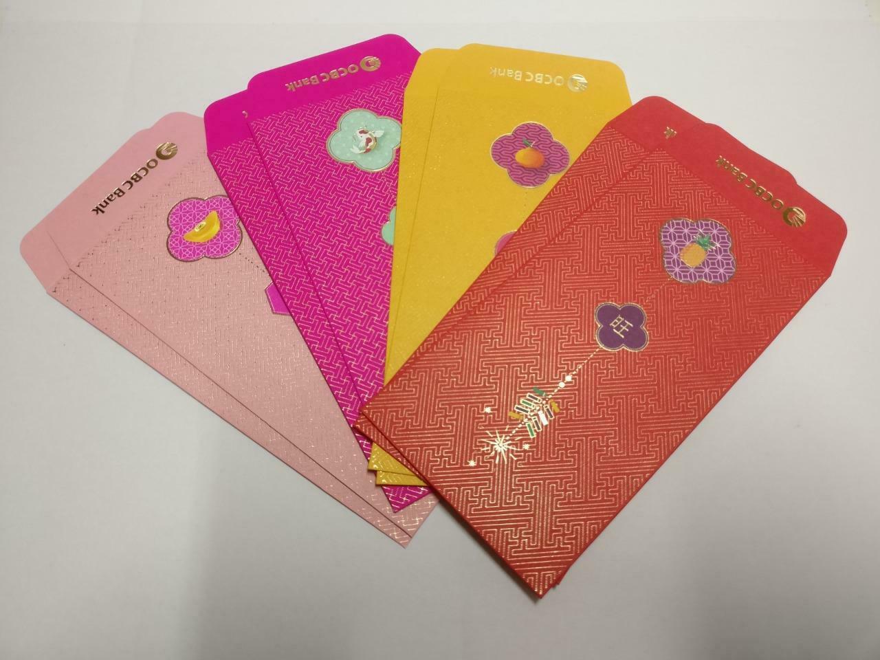 Chinese New Year Red Packets Colourful OCBC Bank Pocket Envelope - 8pcs (AC383)