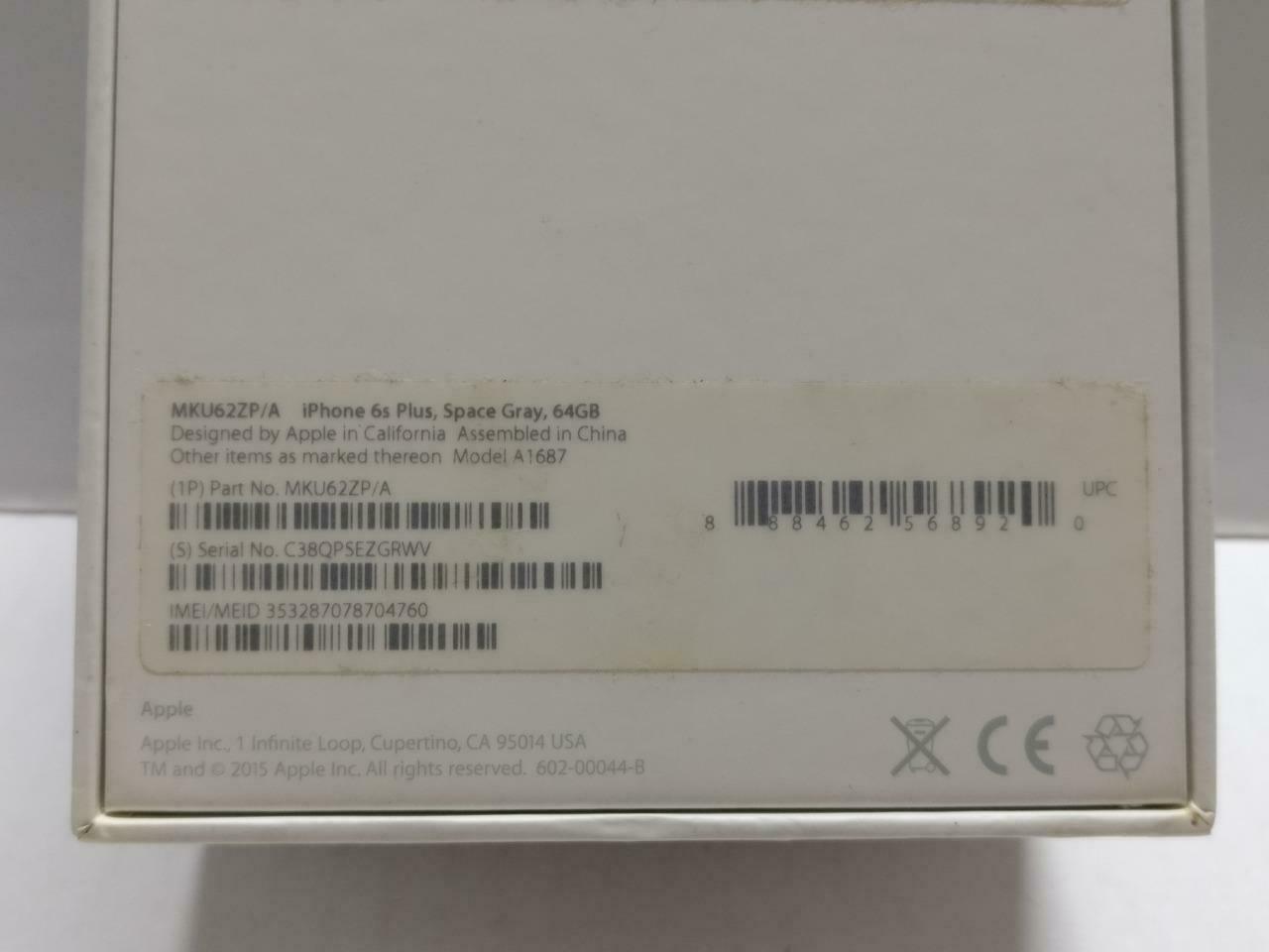 Apple iPhone 6 S Plus 64GB W/ Info Papers & Sticker White Empty Box Only (BX051)