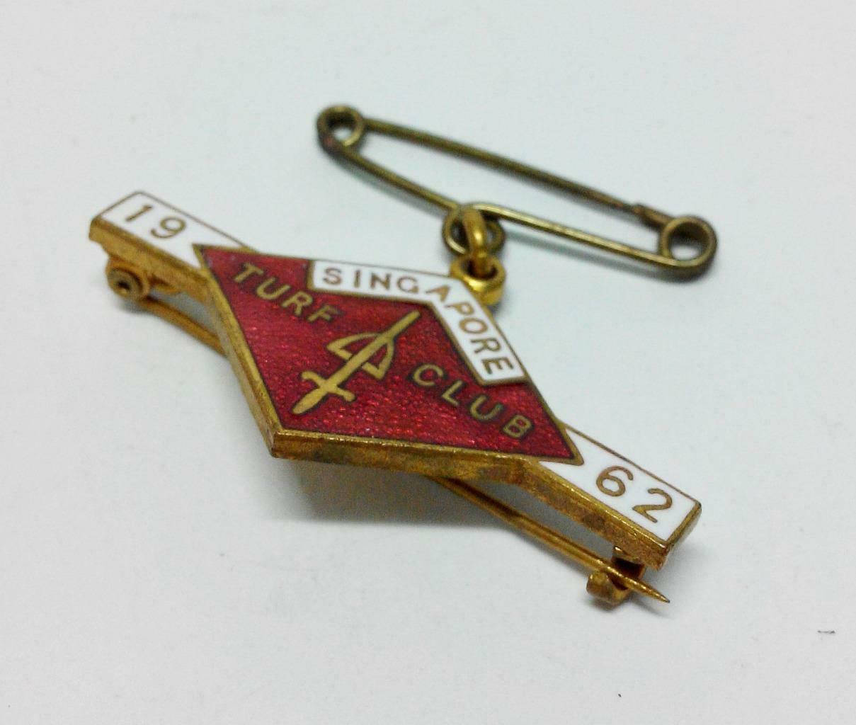 Mega Rare Vintage Singapore Turf Club 1962 W.O. Lewis (Badges) Pin Badge (B363)
