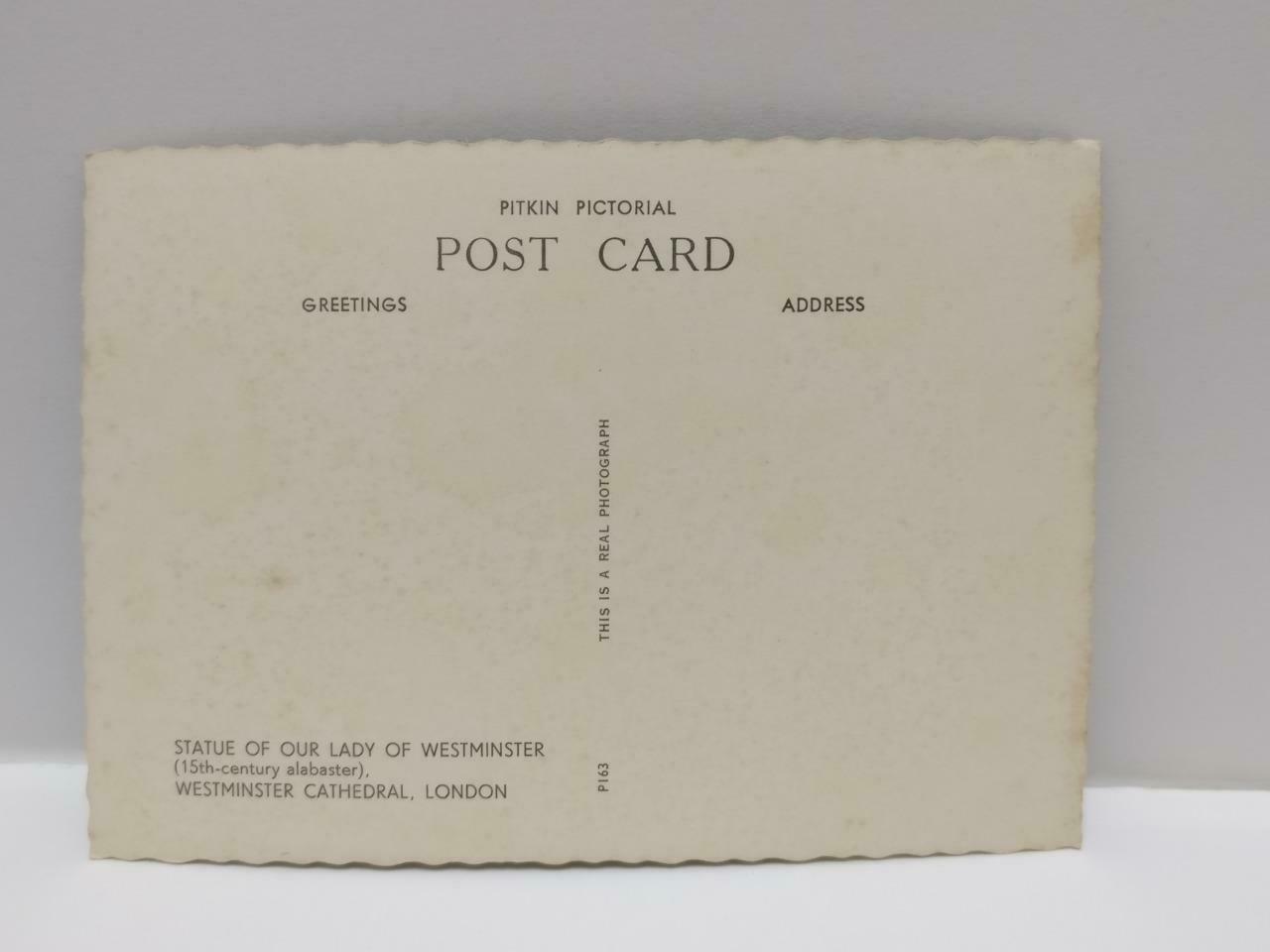 Vintage Statue Of Our Lady Of Westminster Cathedral London B&W Postcard (P556)