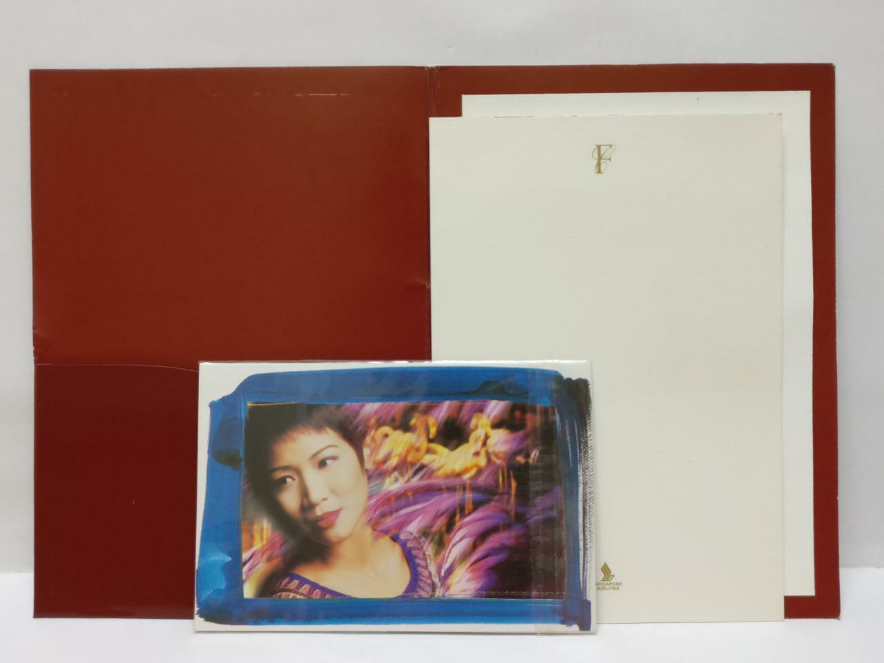 Singapore Airlines SIA First Class Note Memo Pad Writing Set & 2 Postcard C2272