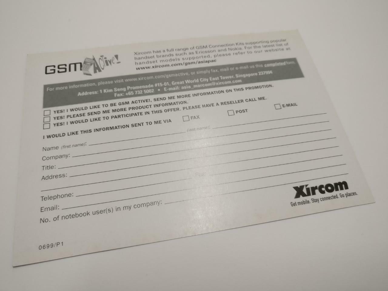 LUCKYPIGEON888 Xircom GSM Active Connection Kits Singapore Ad Postcard (E0097)