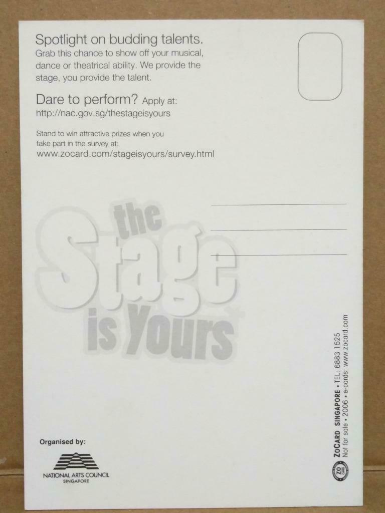 LUCKYPIGEON The Stage Is Yours Art Reach Singapore Postcard (C2048)