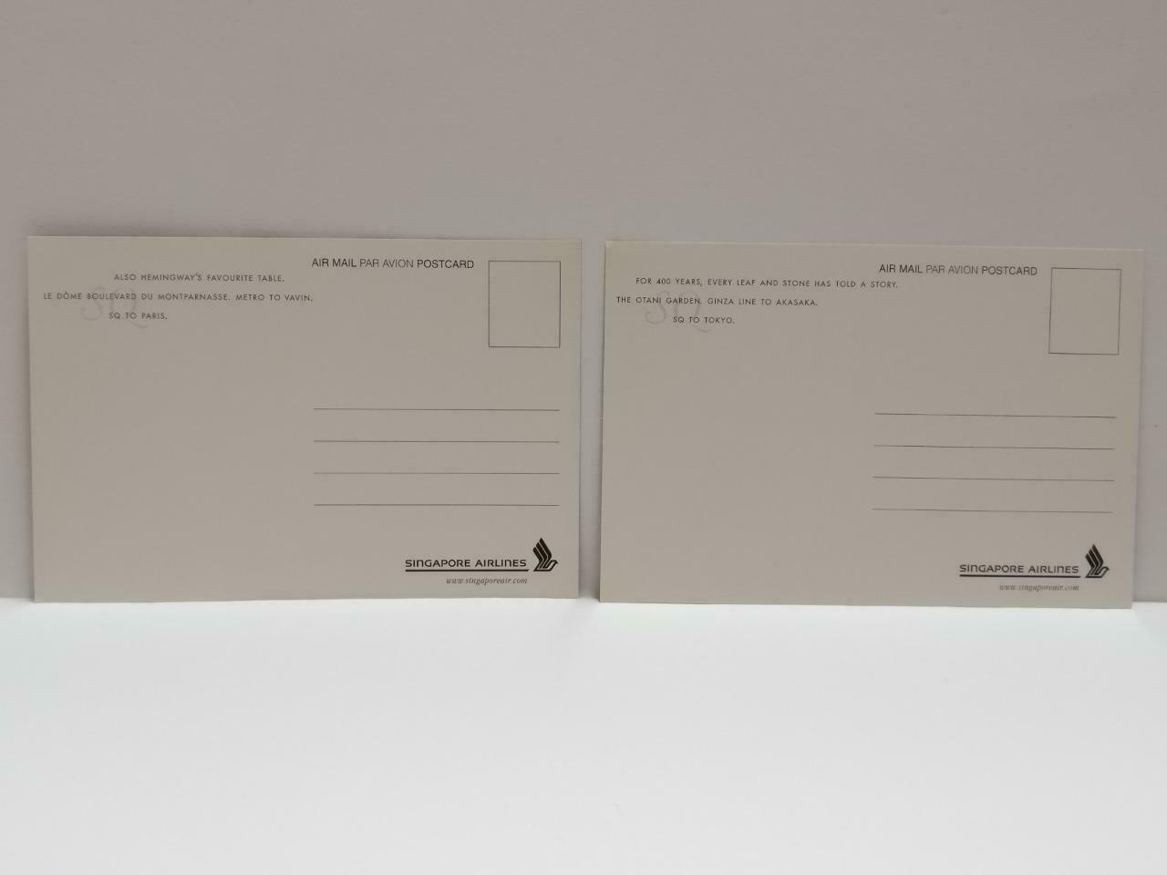 LUCKYPIGEON888 Singapore Airlines SIA Girl Paris Tokyo Postcard Set Of 2 (E0449)