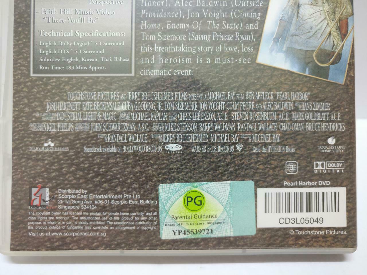 Pearl Harbour Ben Affleck Movie Rare Singapore 2x DVD Eng Sub R3 (DVD046)