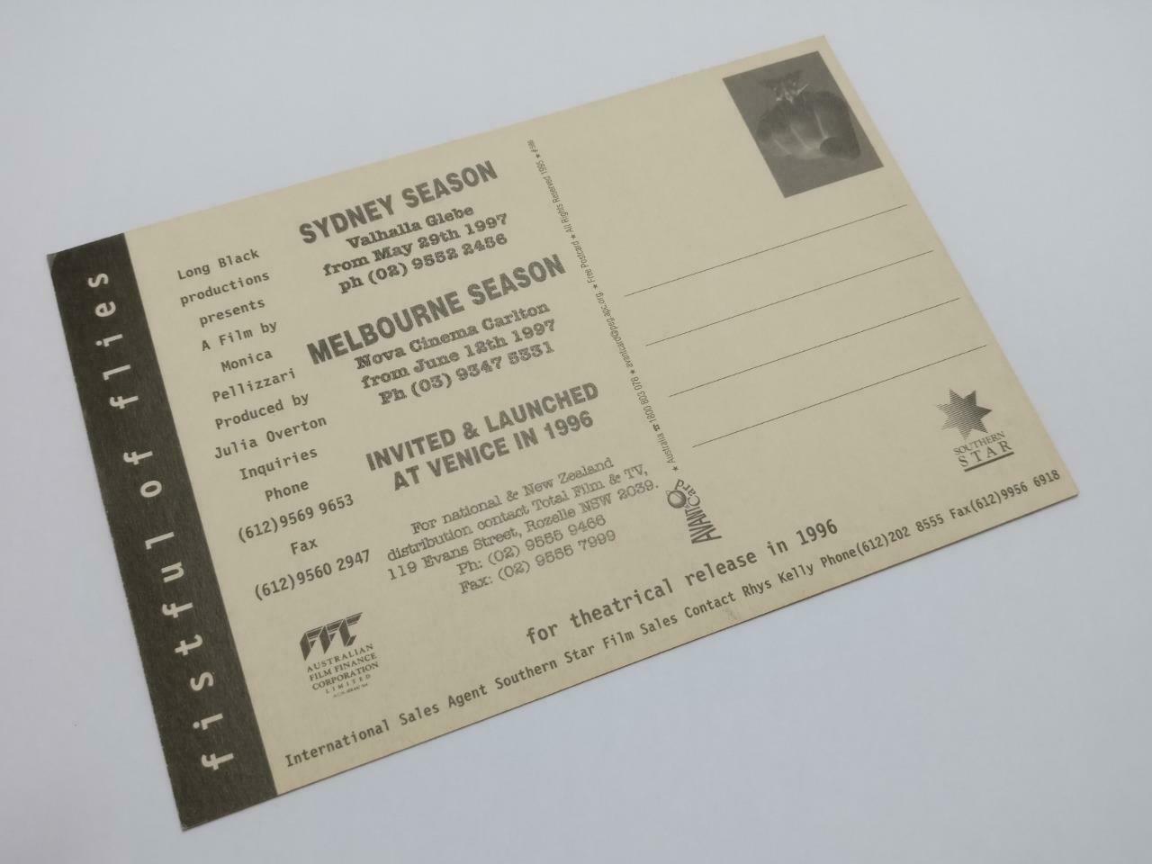 LUCKYPIGEON888 Movie Fistful Of Flies 1997 Australia Ads Postcard (E0036)