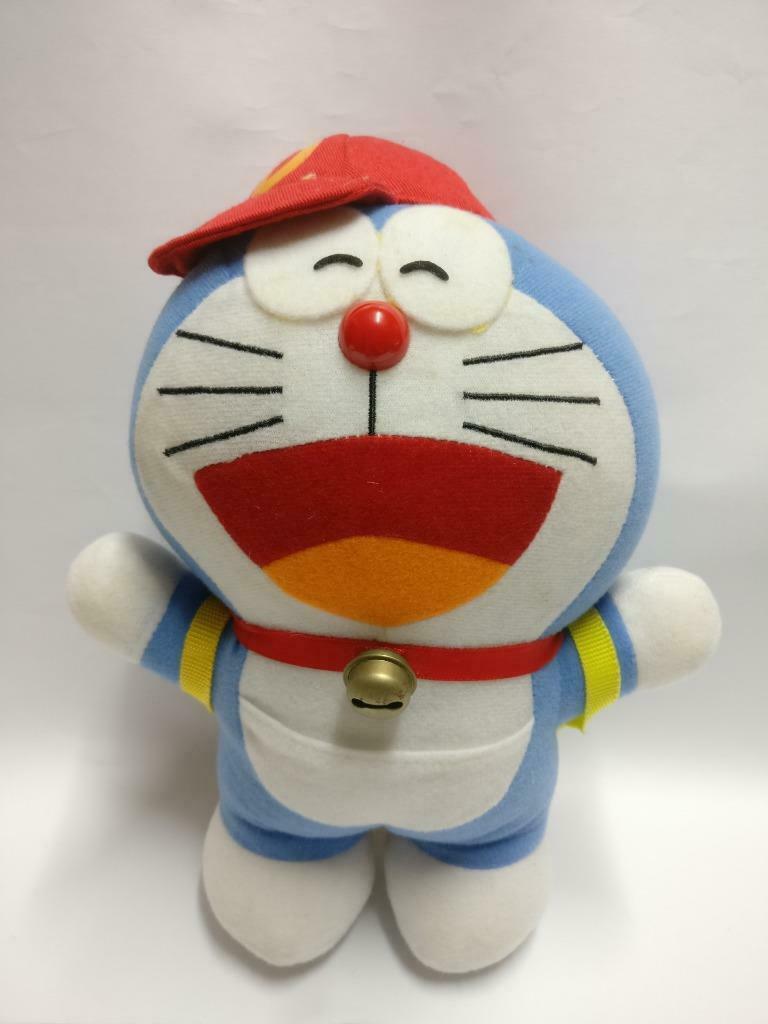 Doraemon With Backpack Red Hat Cap 9" Plush Soft Toy F/S (PTY009)