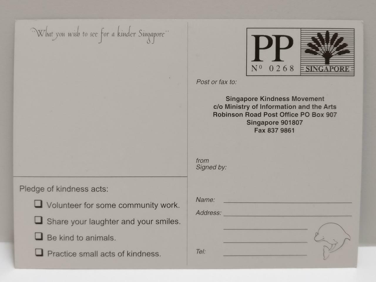 LUCKYPIGEON888 Singapore Kindness Movement Heart Lightbulb Postcard (E0268)