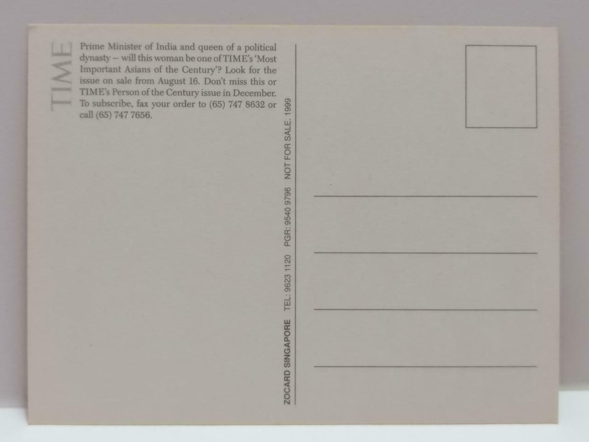 LUCKYPIGEON888 Time Magazine Indira Gandhi India PM Singapore Postcard (E0376)