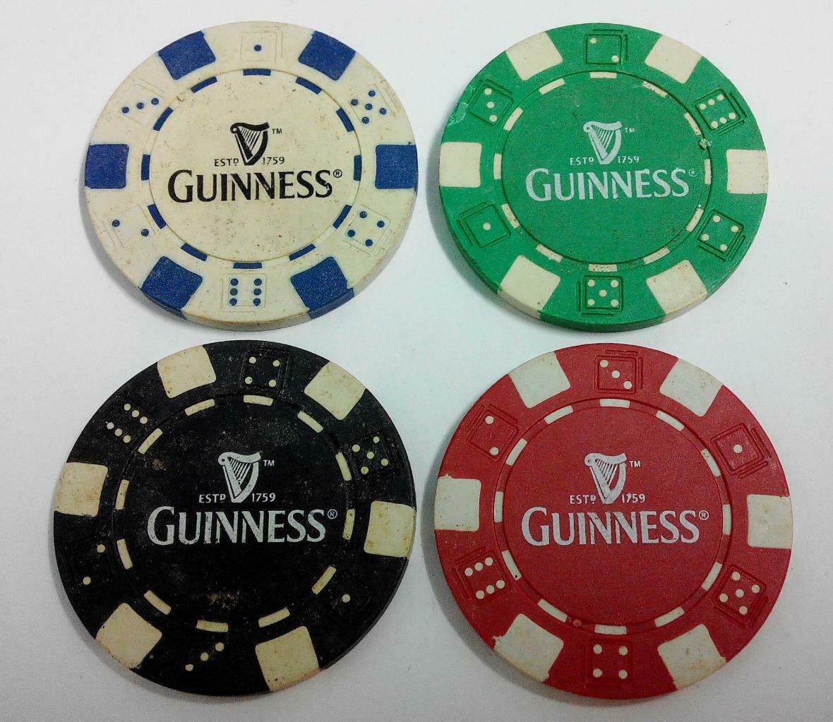 Vintage Guinness Casino Chips Poker x4 F/S (A362)