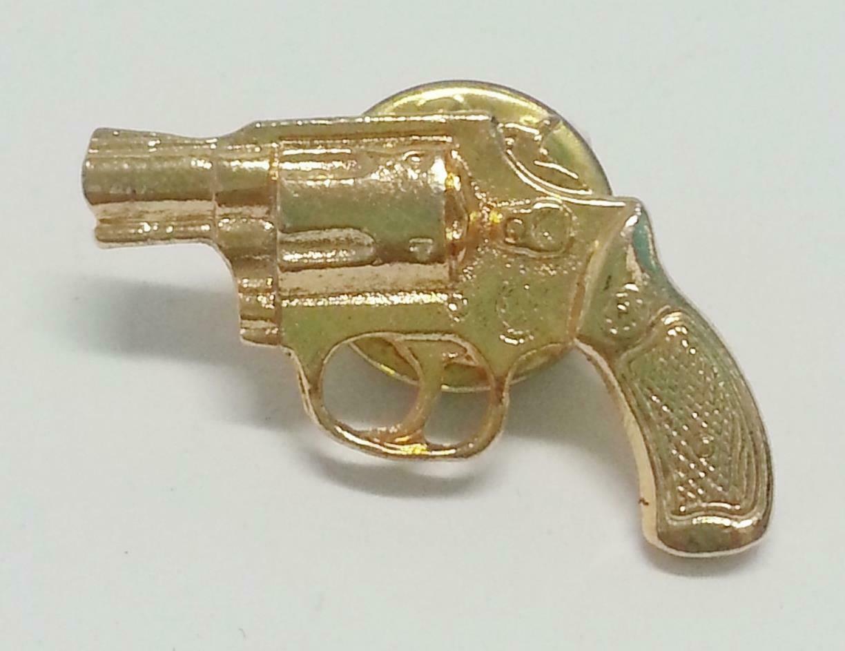Rare Mini Gun Pistol Shaped Pin Badge F/S (B144)