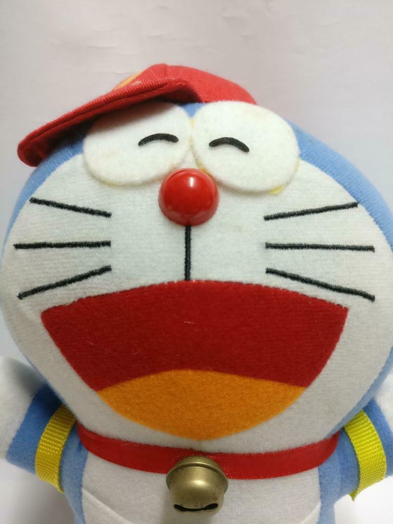 Doraemon With Backpack Red Hat Cap 9" Plush Soft Toy F/S (PTY009)