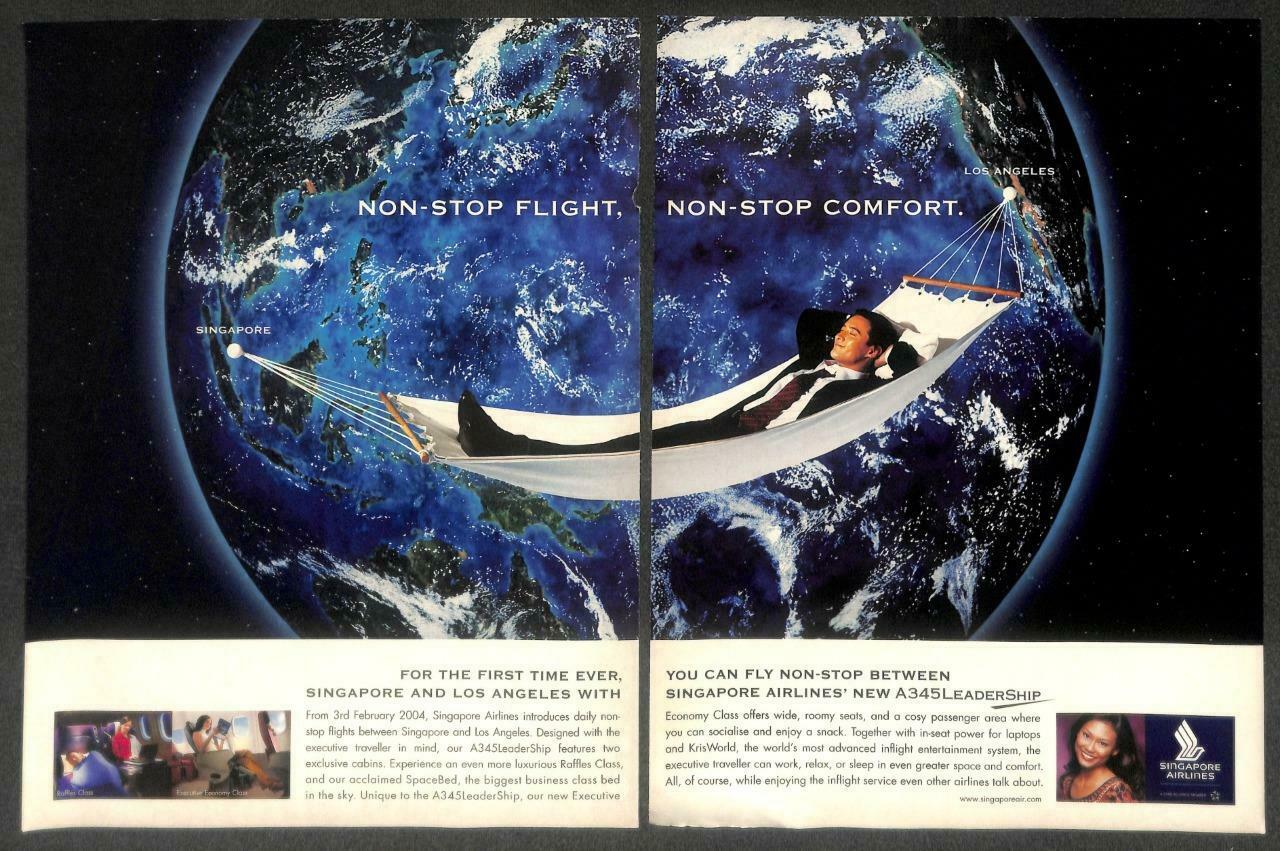 2003 Singapore Airlines SIA A345 Magazine Advertisement Print Ad x 2 (P975)