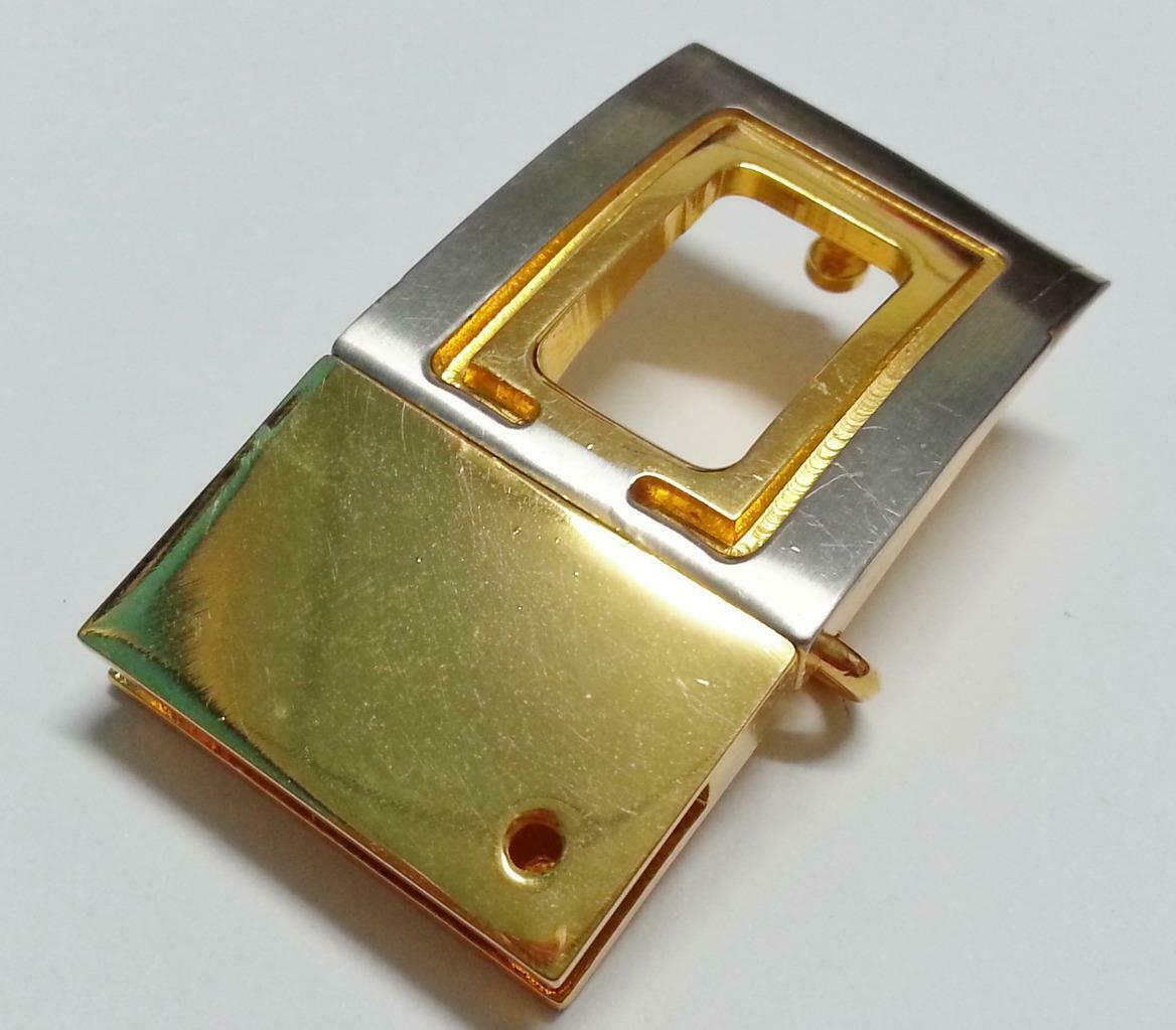 Rare Vintage Retro Stainless Steel Gold Plated Belt Buckle (B419)