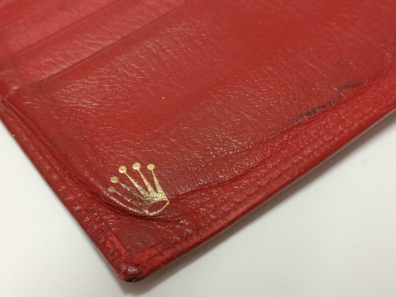 Vintage Rolex Red Leather Bi-Fold Wallet 60.02.55 F/S (A2430)