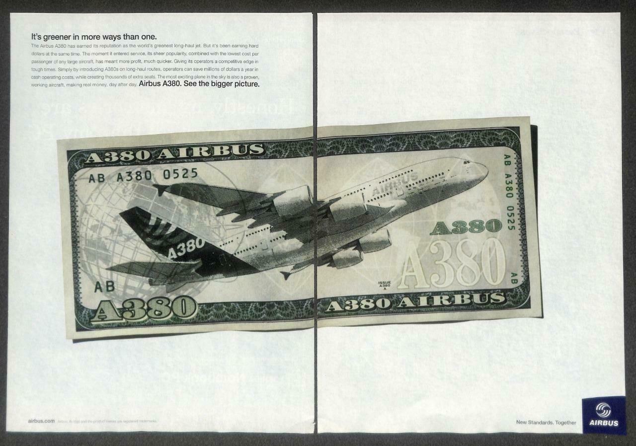 2010 Aircraft Plane A380 Airbus Magazine Advertisement Print Ad x 2 (P982)