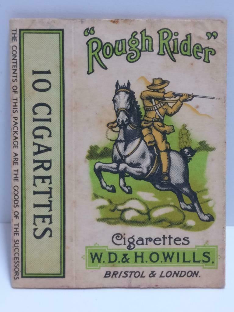 Vtg Malaysia Rough Rider W.D & H.O Wills Cigarettes Empty Paper Box F/S (A2312)