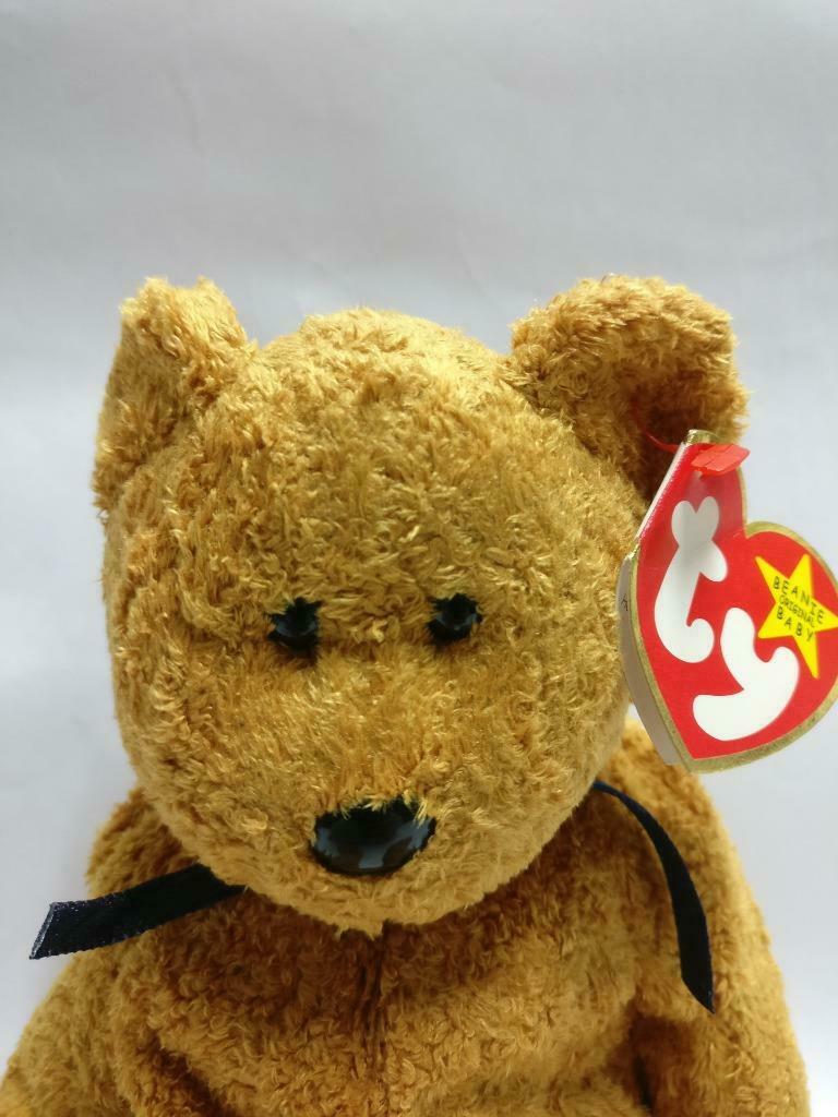 Vintage Ty Beanie Baby Brown Fuzz Bear 8" 1998 KR Plush Soft Toy F/S (PTY116)