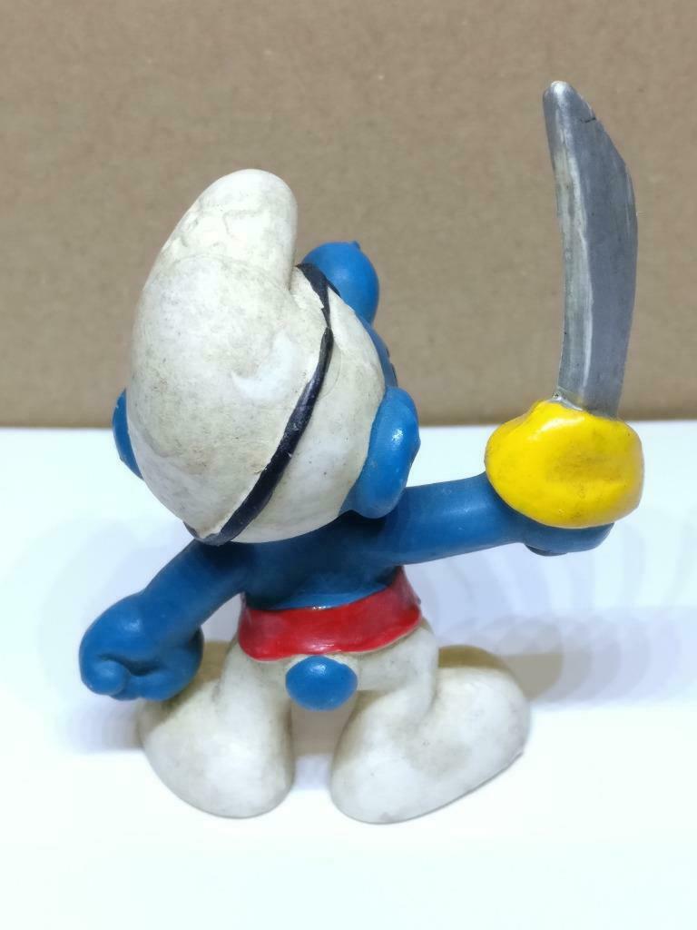 Vintage The Smurfs Pirate Smurf Miniature Figurine Peyo 1978 Hong Kong x01 A1779