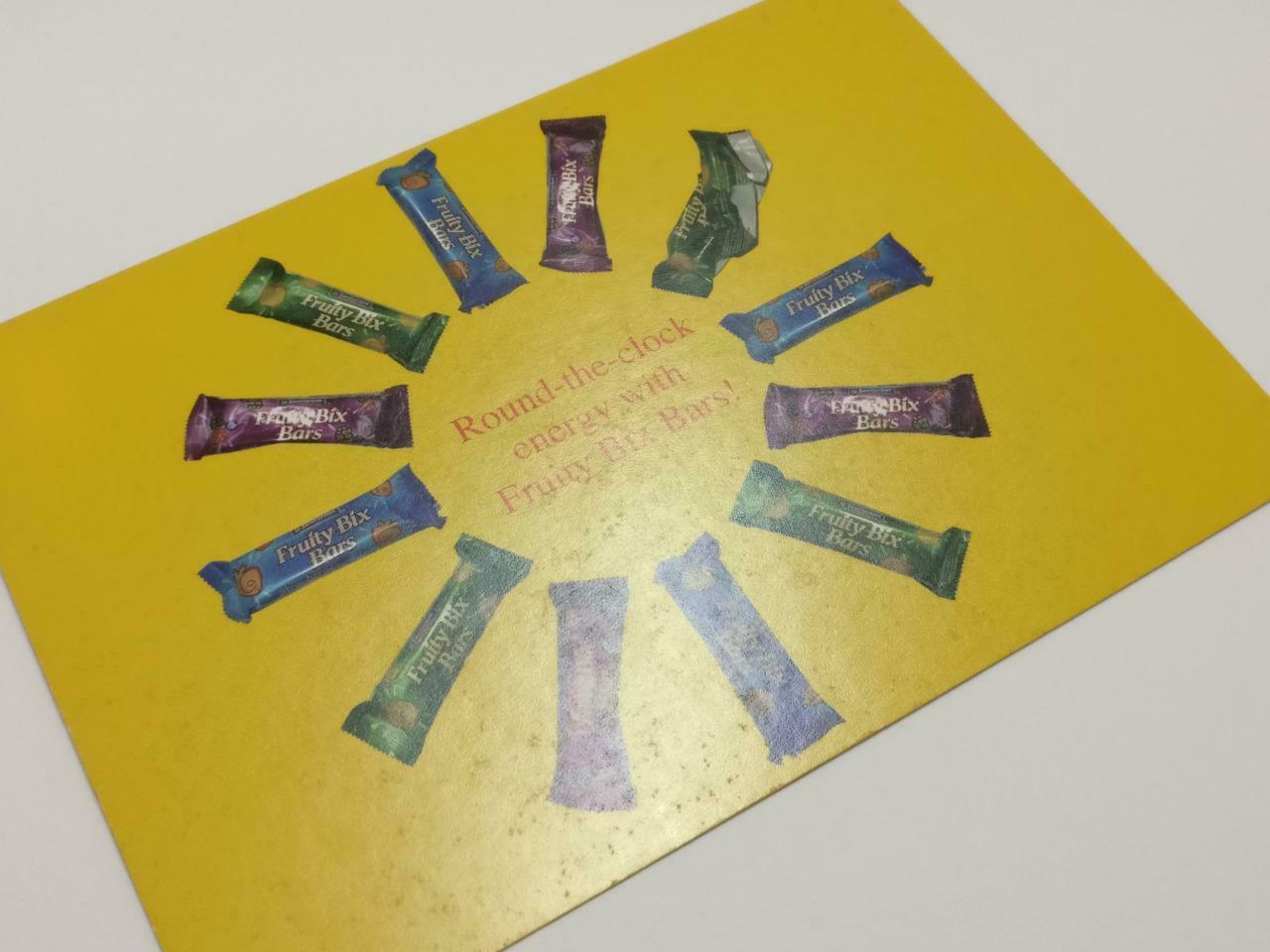 LUCKYPIGEON888 Fruity Bix Bars Snacks Treats 2007 Singapore Ad Postcard (E0083)