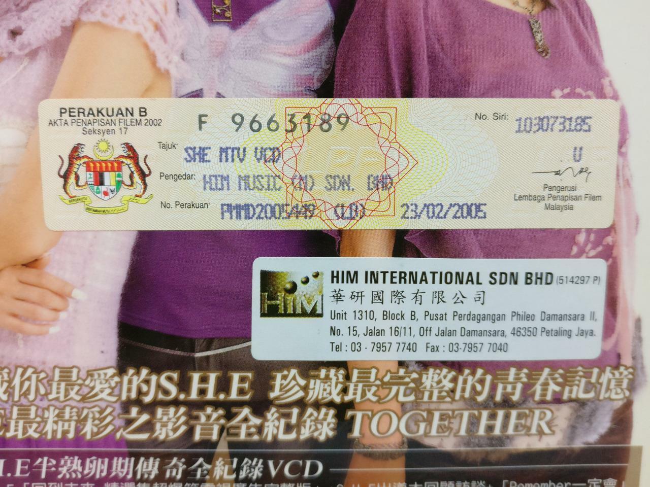 S.H.E Selina Hebe Ella 2001-2003 Rare Malaysia CD + VCD Video CD Chinese CD086