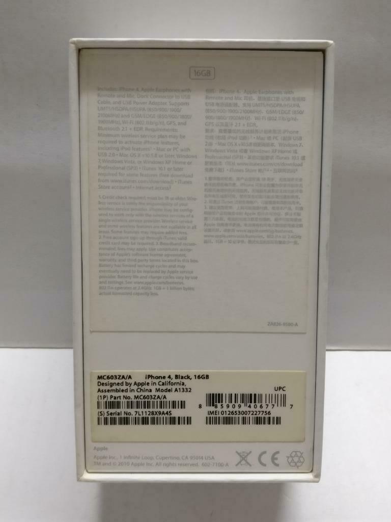Apple iPhone 4 16GB White Empty Box Only (BX038)