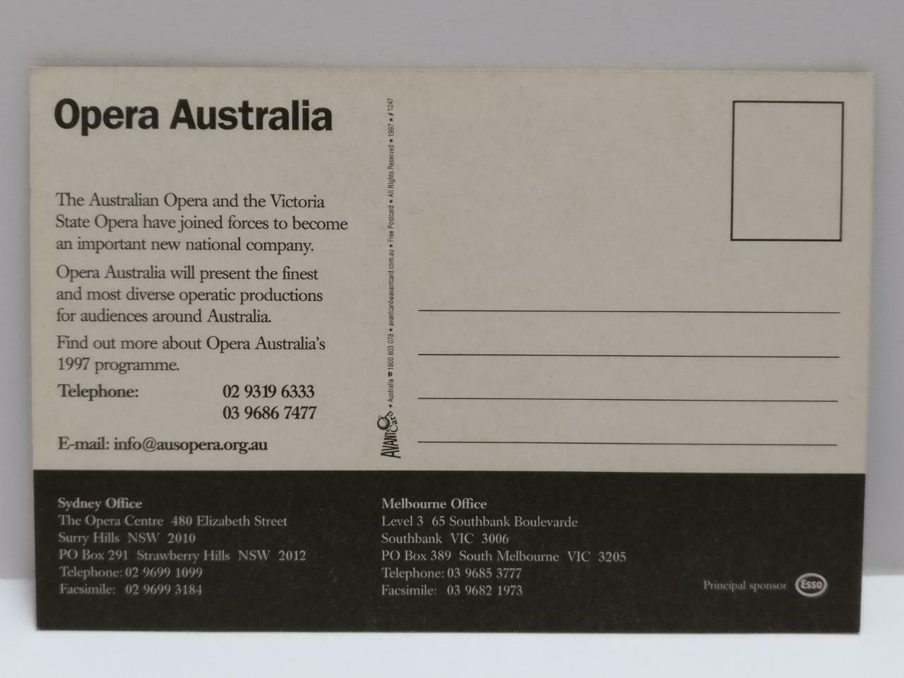 LUCKYPIGEON888 Opera Oper-a Australia 1997 Black Postcard (E0275)