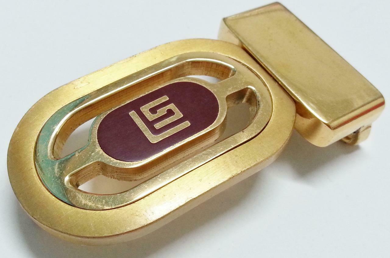 Rare Vintage Made In Italy Stainless Steel Gold Plated Retro Belt Buckle (B421)
