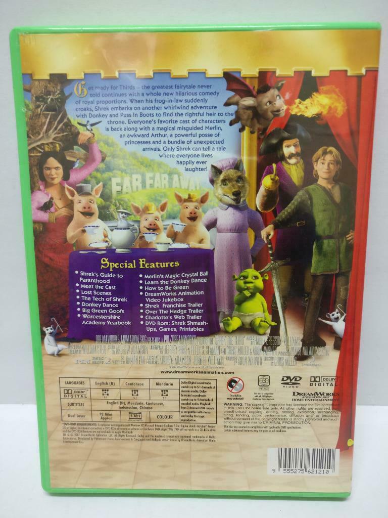 LK888 Cartoon Movie Shrek The Third 2007 Rare Singapore DVD (DVD010)