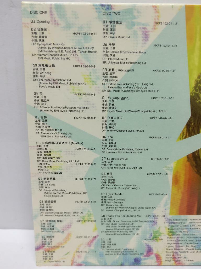 China Faye Wong Wang Fei 王菲 Rare 2002 Hong Kong 2x VCD Video CD Chinese (CD359)