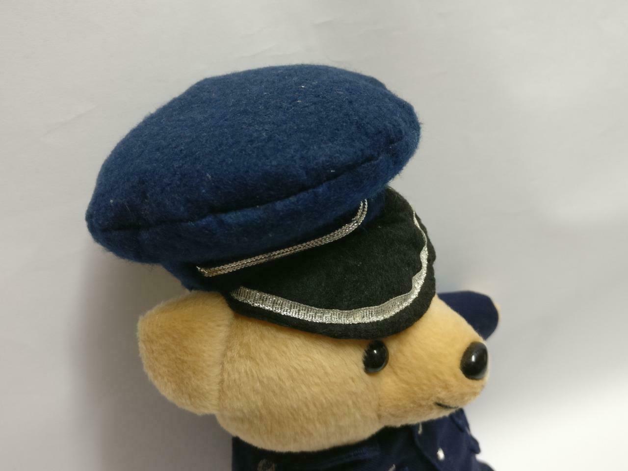 Cute Teddy Bear In Blue Police Uniform Hat 10" Plush Soft Toy F/S (PTY015)