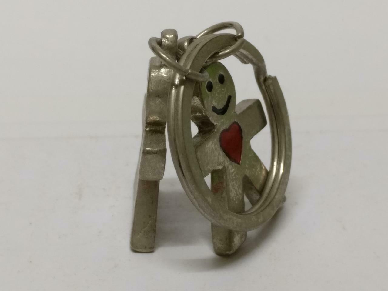 LP888 Vintage Smiley Boy Girl Charms Metal Heart Love Keychain Keyring F/S (B681)