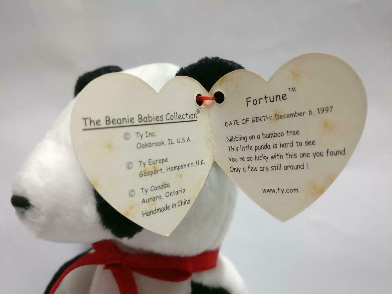 Vintage Ty Beanie Babies Fortune Panda Bear 8" 1997 KR Plush Soft Toy (PTY117)