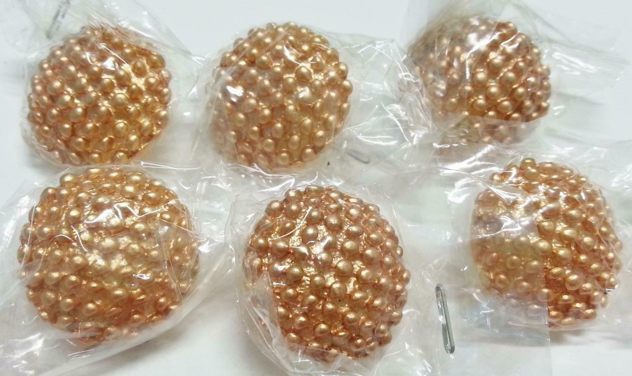 Rare Vintage Asia Retro Shining Gold Tone Metal Round Buttons x 6 (B381)