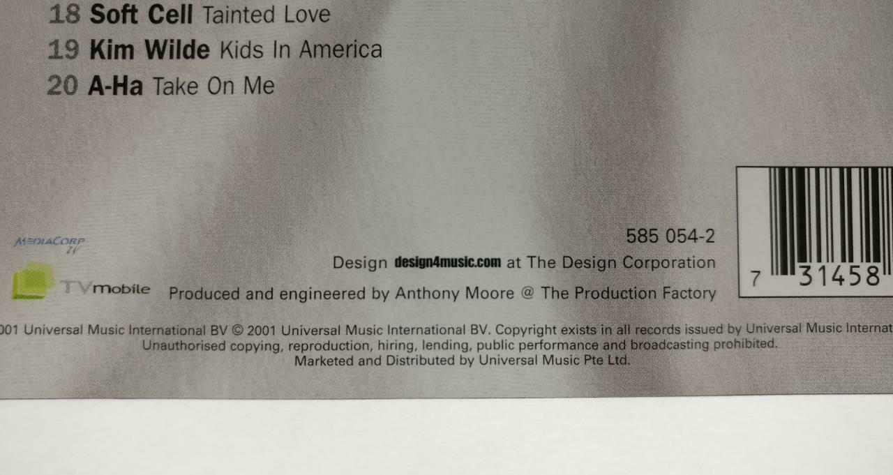 Various Artist Culture Club A-Ha Blondie Duran Duran 2001 Singapore CD (CDS309)