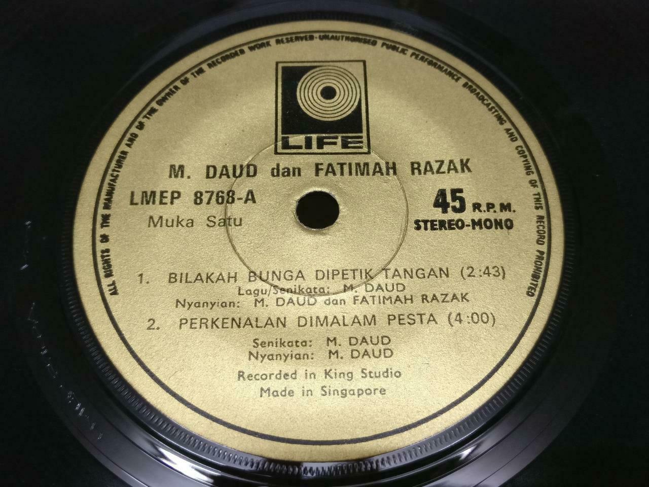 Malay M. Daud Fatimah Razak & Dom Aeina Band Psych Garage Singapore EP 7" EP397