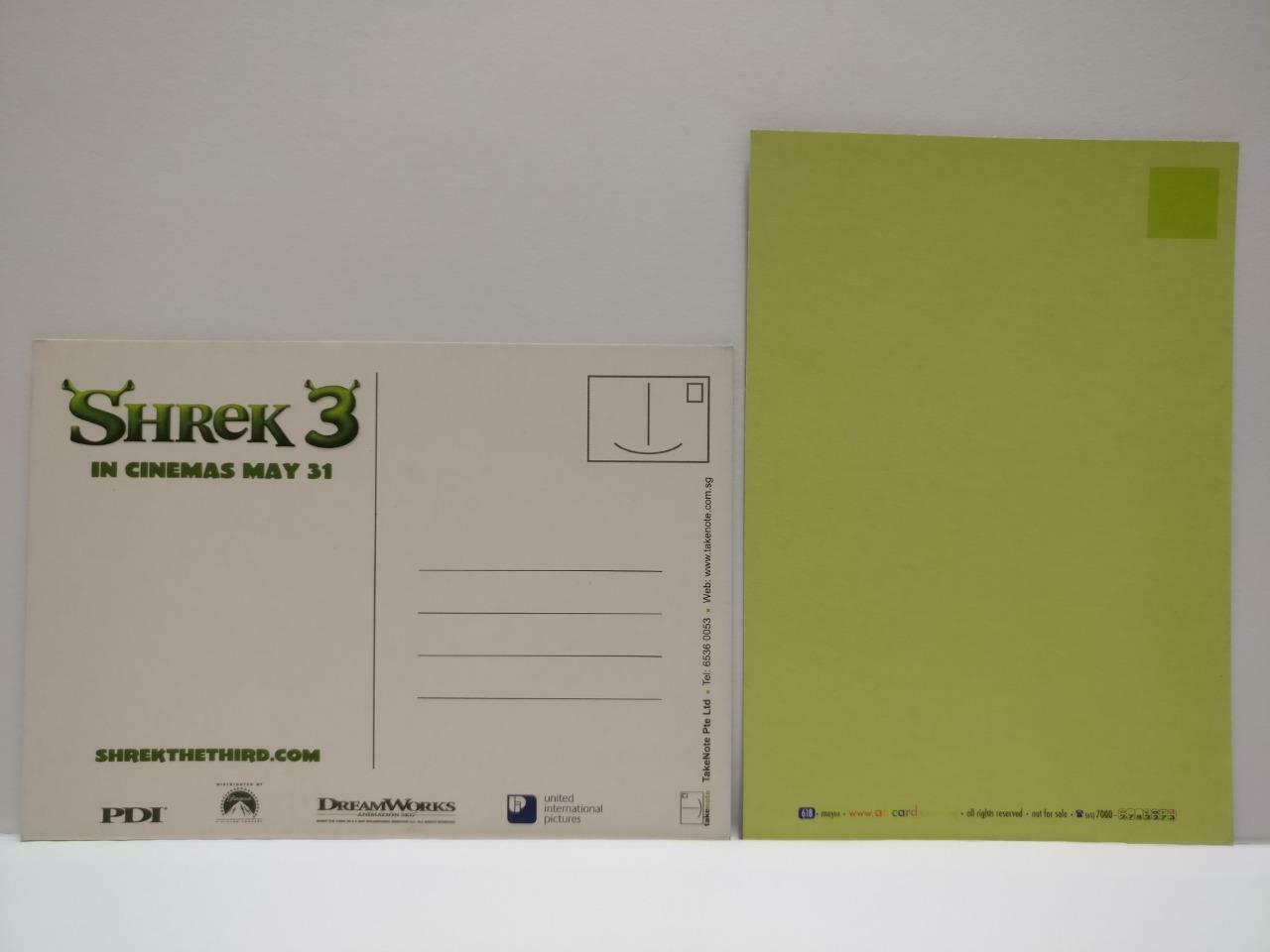 LUCKYPIGEON888 Cartoon Movie Shrek 3 Donkey Gingy Ad Postcard Lot Of 2 (E0461)