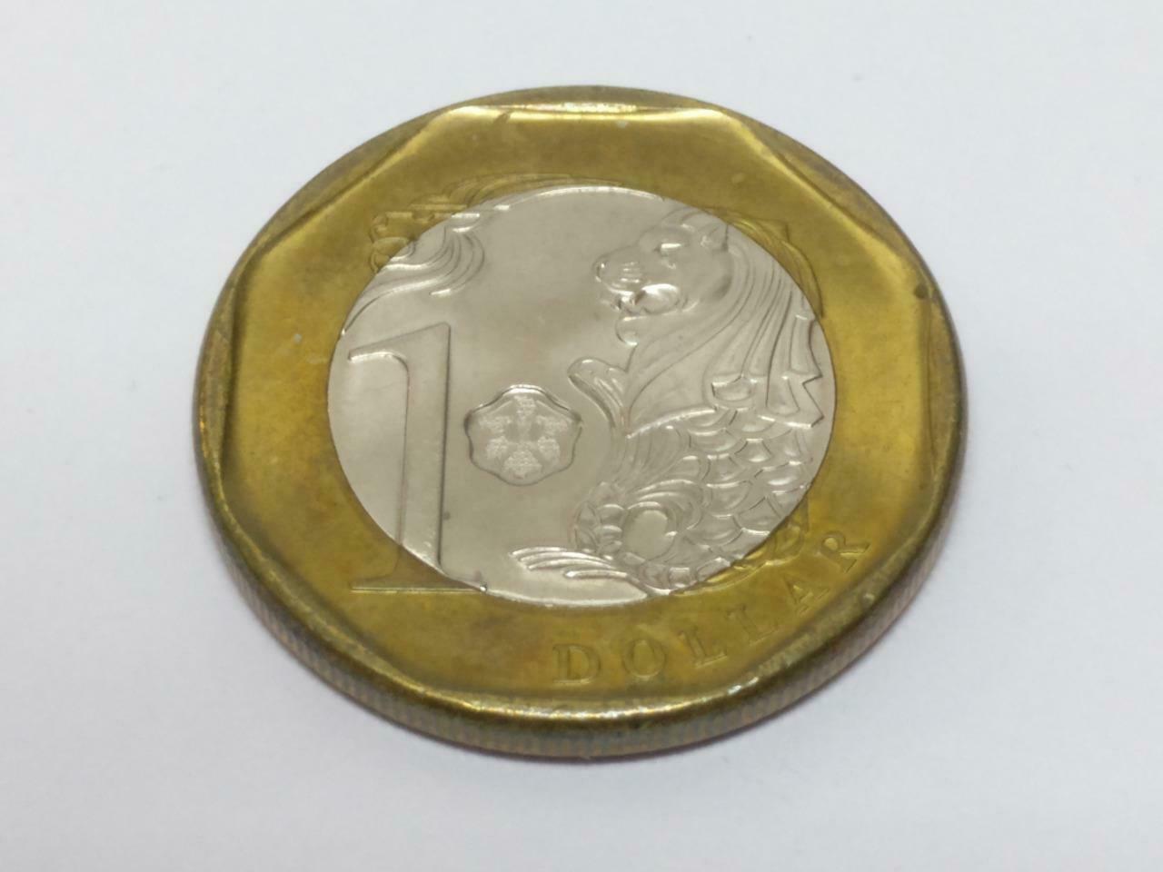 Vintage Singapore One Dollar $1 Coins Bimetal Coins x10 (A1856)