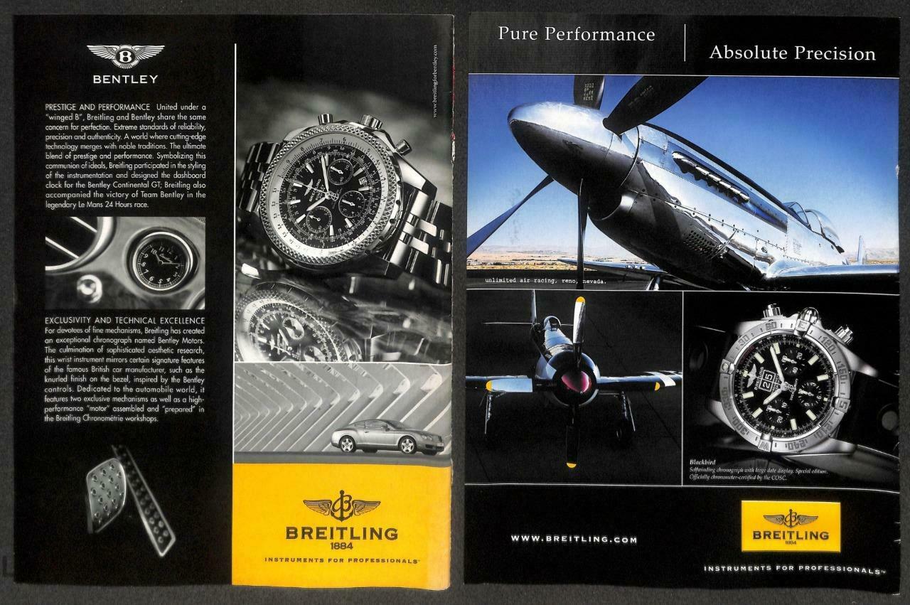 Vintage Breitling Watch Bentley Magazine Advertisement Print Ad x 6 (P922)