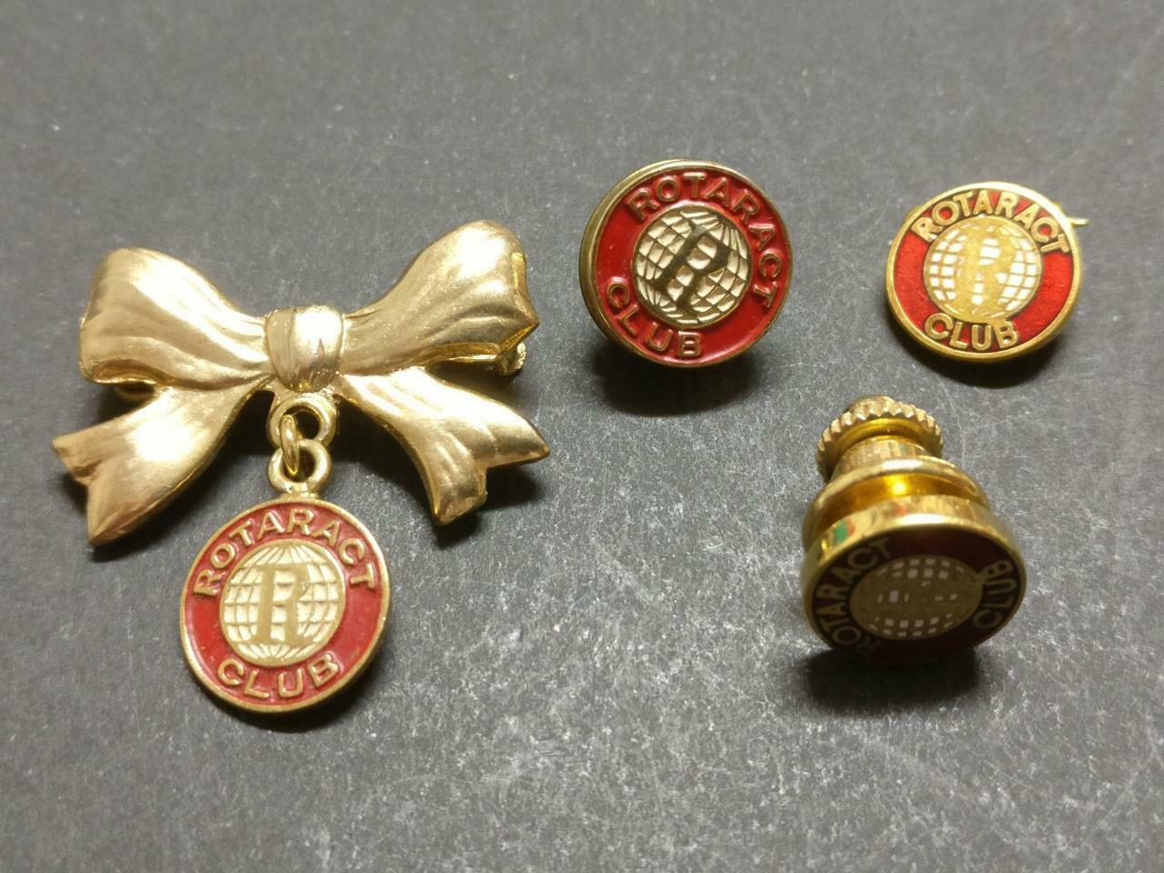 Vintage Rotaract Club Gold Tone 4 x Mini Pin Badge Button F/S B880
