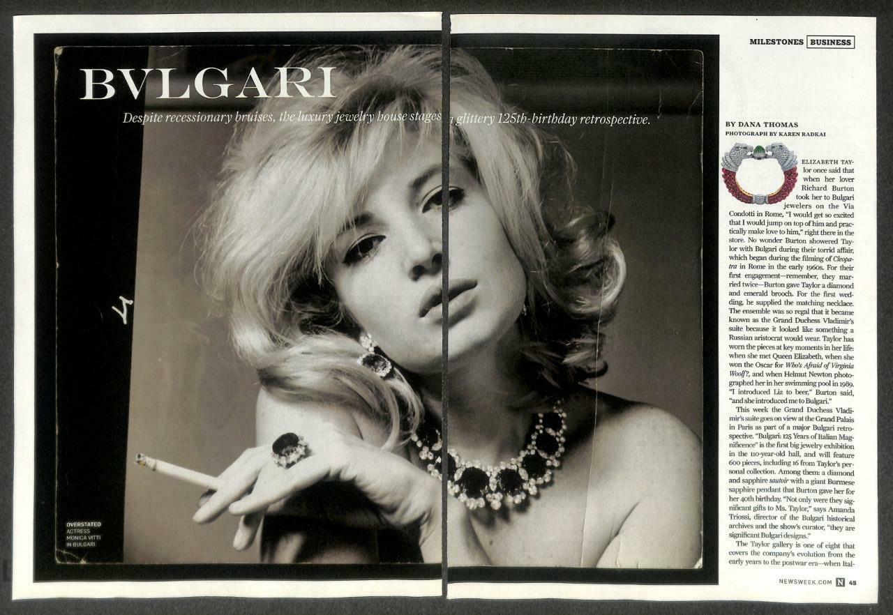 2010 Bvlgari Actress Monica Vitti Magazine Advertisement Print Ad x2 (P980)