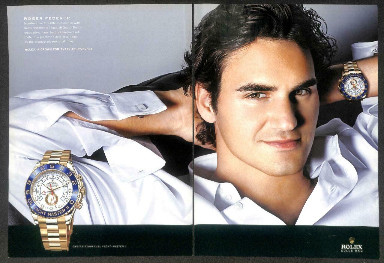 Vintage 2010 Rolex Watch Roger Federer Magazine Advertisement Print Ad x 2 P941