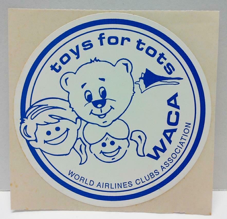 Vintage 80’s Sticker WACA Toys For Tots Airlines Clubs Association F/S  (A783)