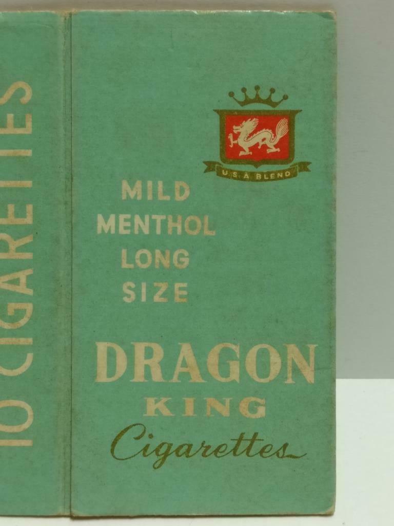 Vintage Dragon King Cigarettes Ephemera Empty Green Paper Box Cover F/S (A2315)