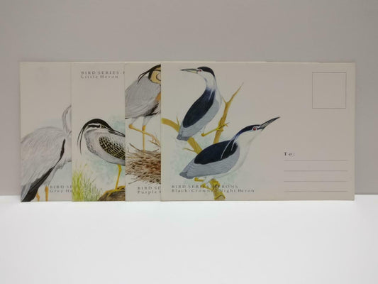 LUCKYPIGEON888 Singapore Philatelic Herons Bird Art Postcard Set Of 4 (E0493)