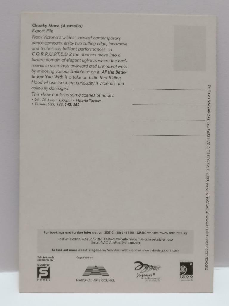 LUCKYPIGEON888 Singapore Arts Fest Sexy Legs Dance 2000 Ad Postcard (E0170)