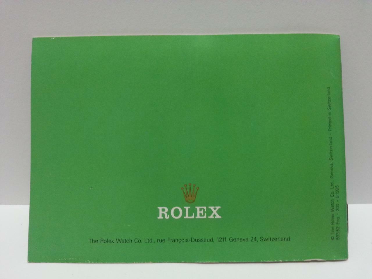 Vintage Rolex Watch English 1995 Instruction Manual (AC295)